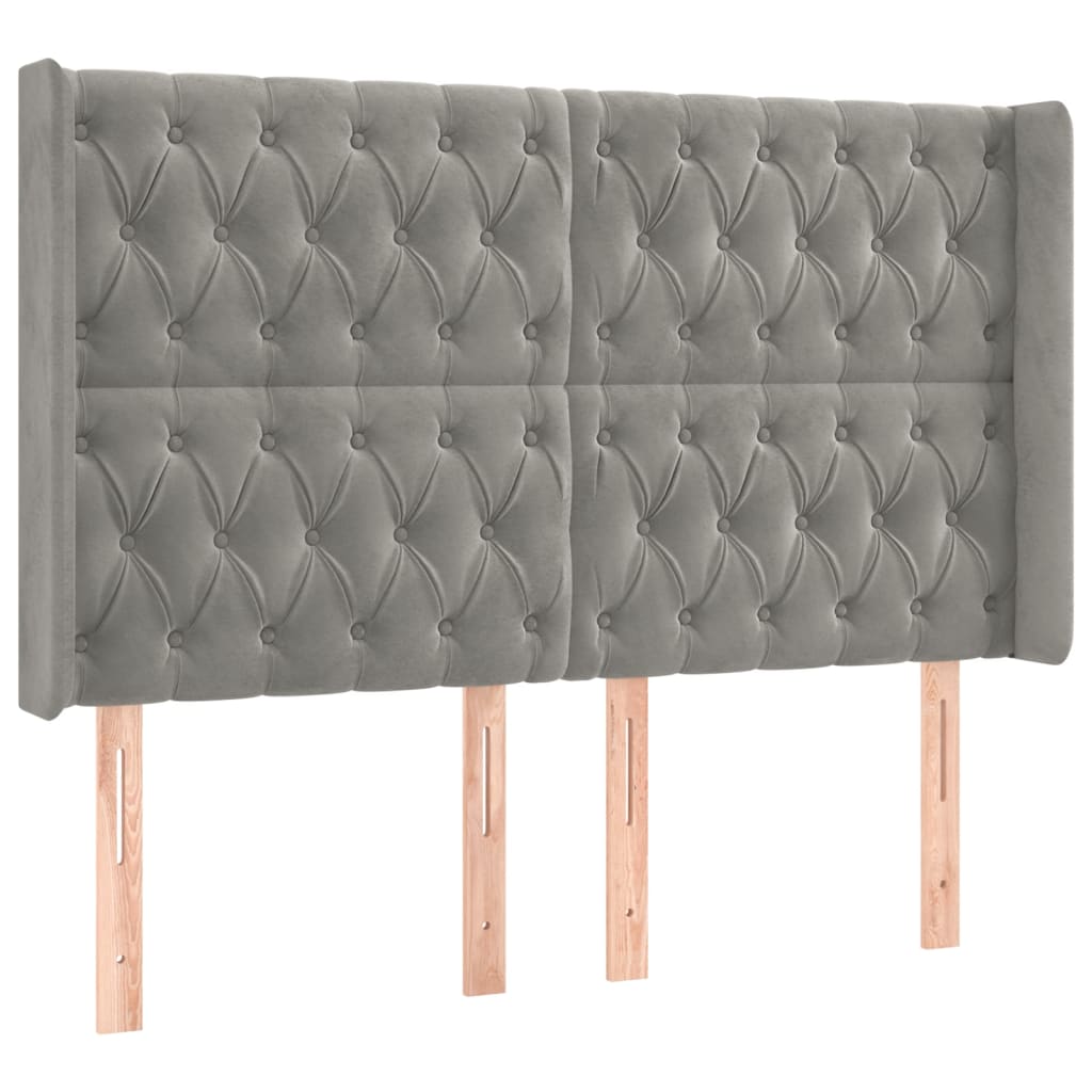 Boxspringbett mit Matratze & LED Hellgrau 140x190 cm Samt