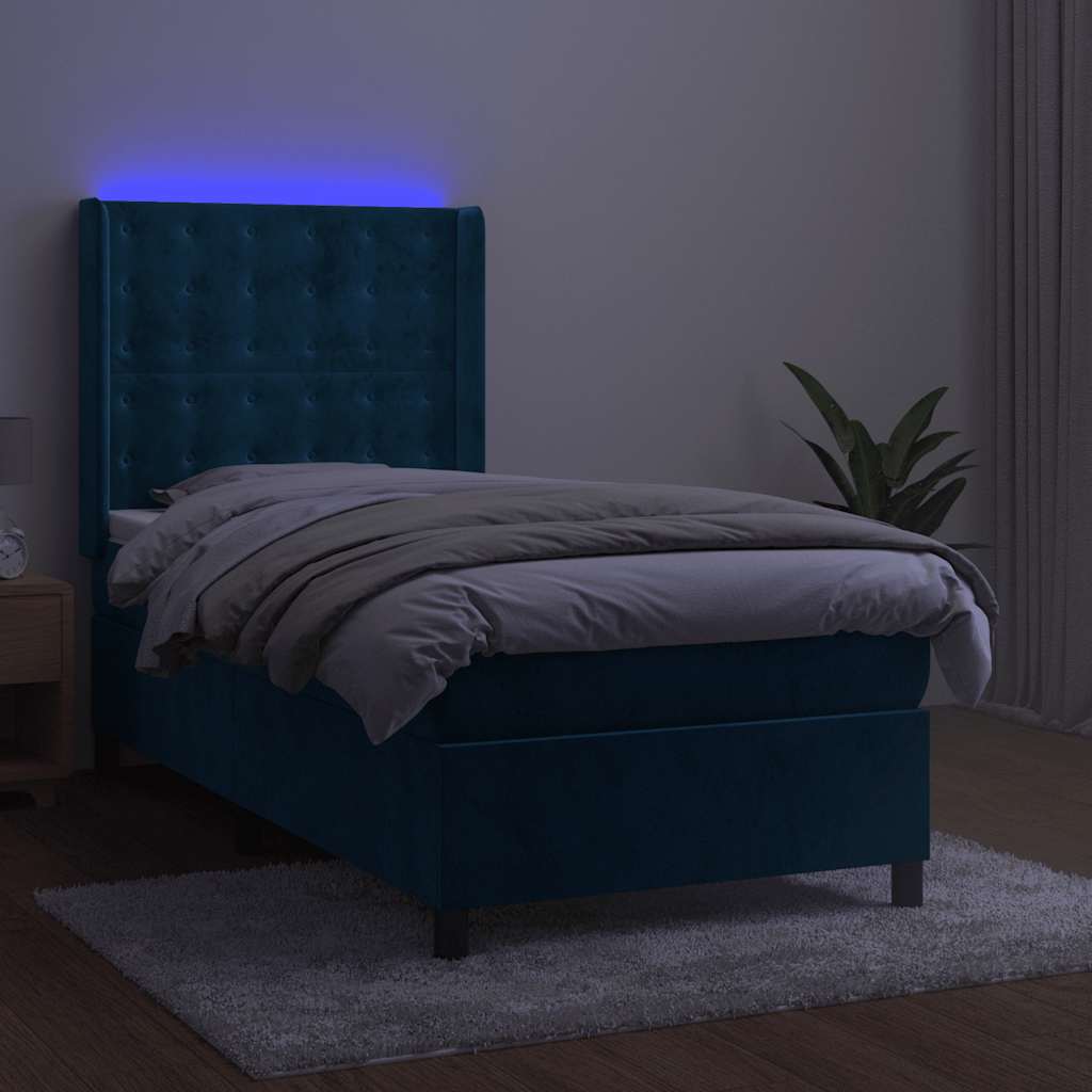 Boxspringbett mit Matratze & LED Dunkelblau 80x200 cm Samt