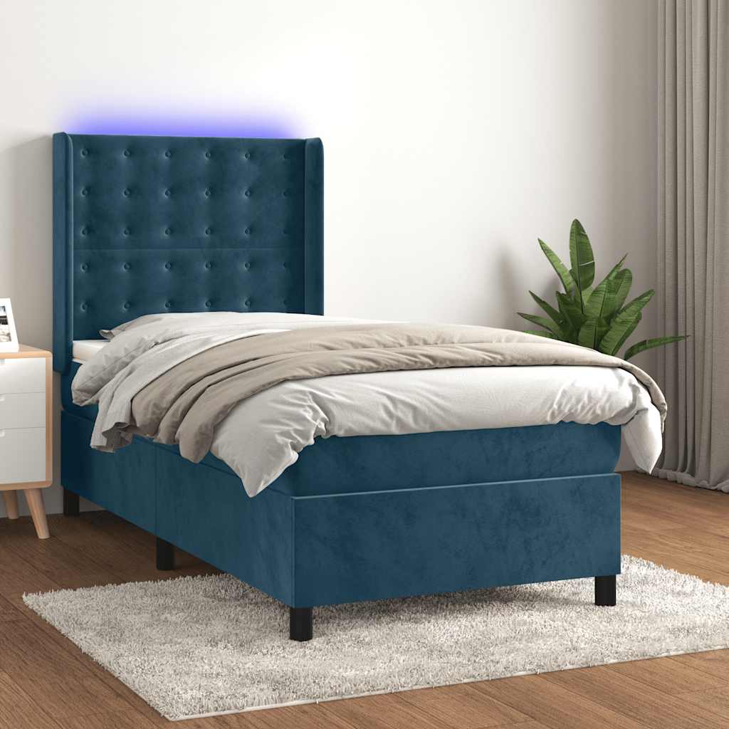 Boxspringbett mit Matratze & LED Dunkelblau 80x200 cm Samt