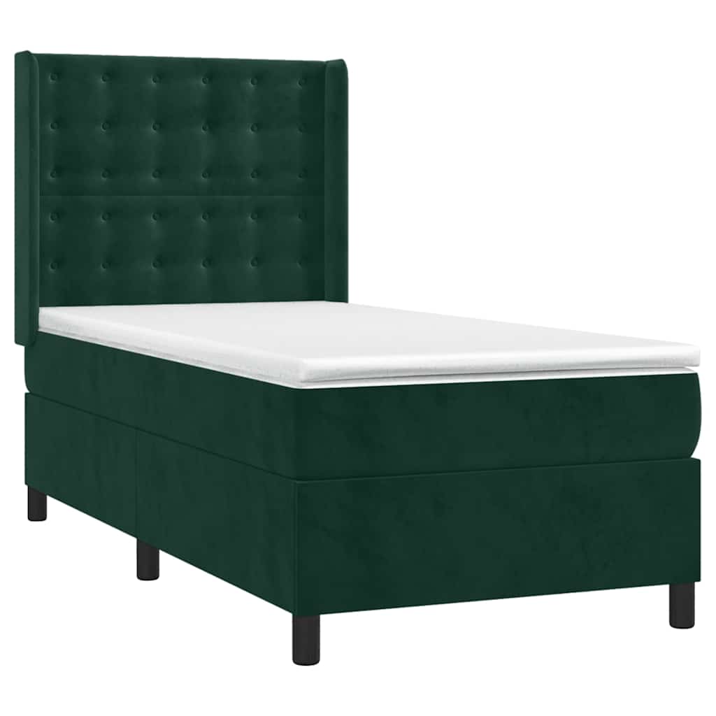 Boxspringbett mit Matratze & LED Dunkelgrün 100x200 cm Samt