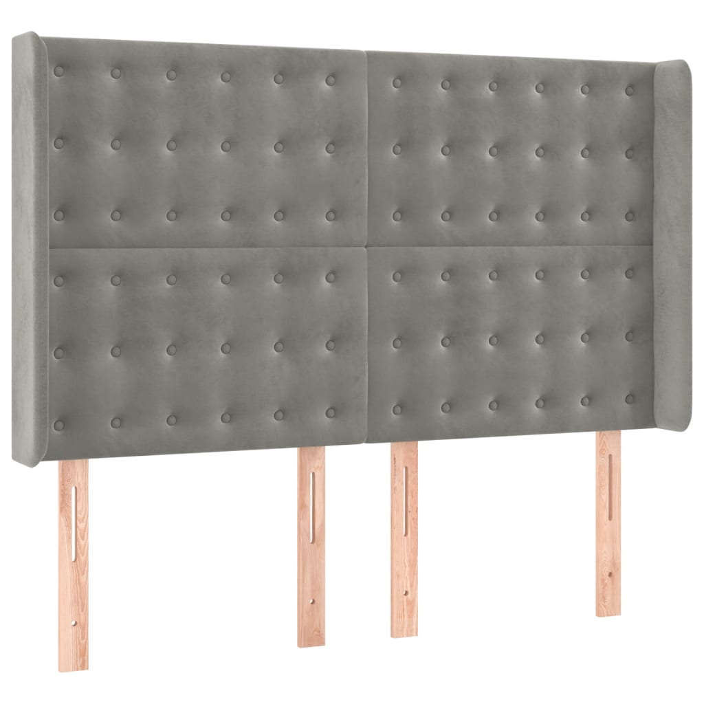 Boxspringbett mit Matratze & LED Hellgrau 140x190 cm Samt