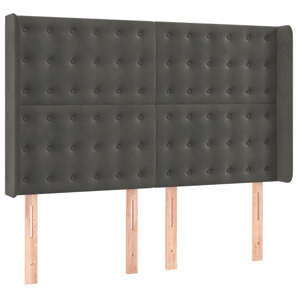 Boxspringbett mit Matratze & LED Dunkelgrau 140x190 cm Samt