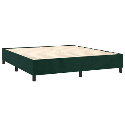 Boxspringbett mit Matratze & LED Dunkelgrün 160x200 cm Samt
