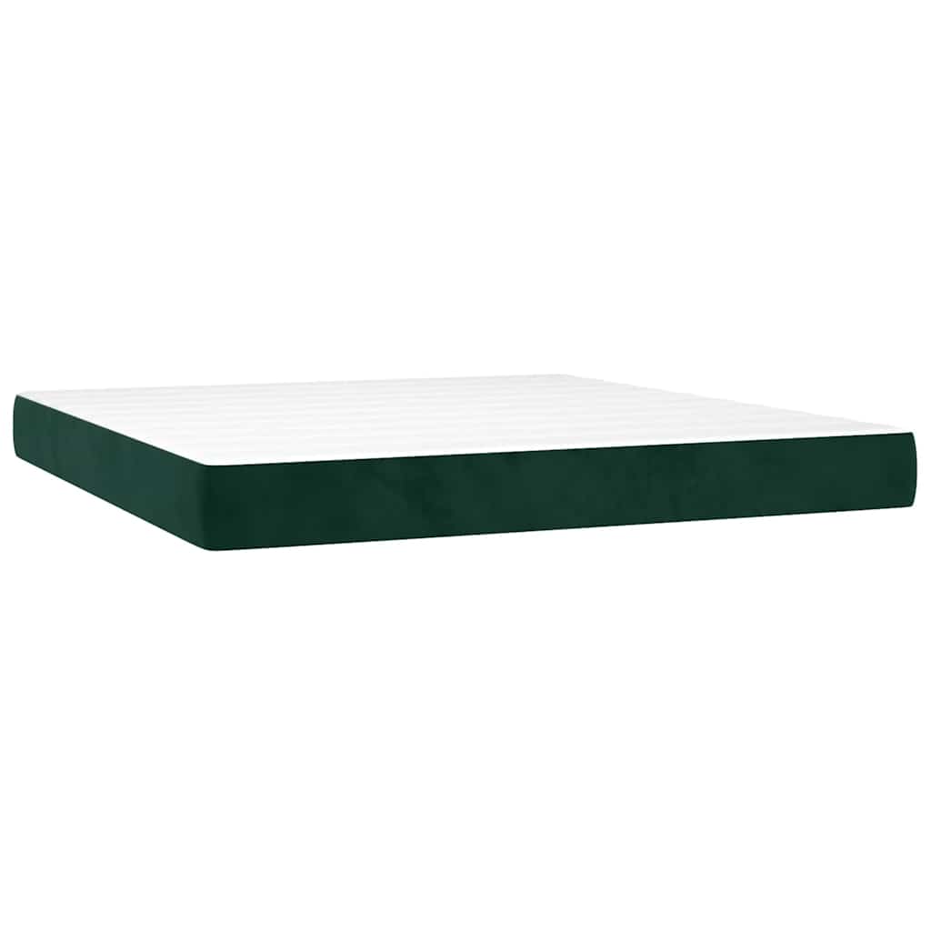 Boxspringbett mit Matratze & LED Dunkelgrün 160x200 cm Samt