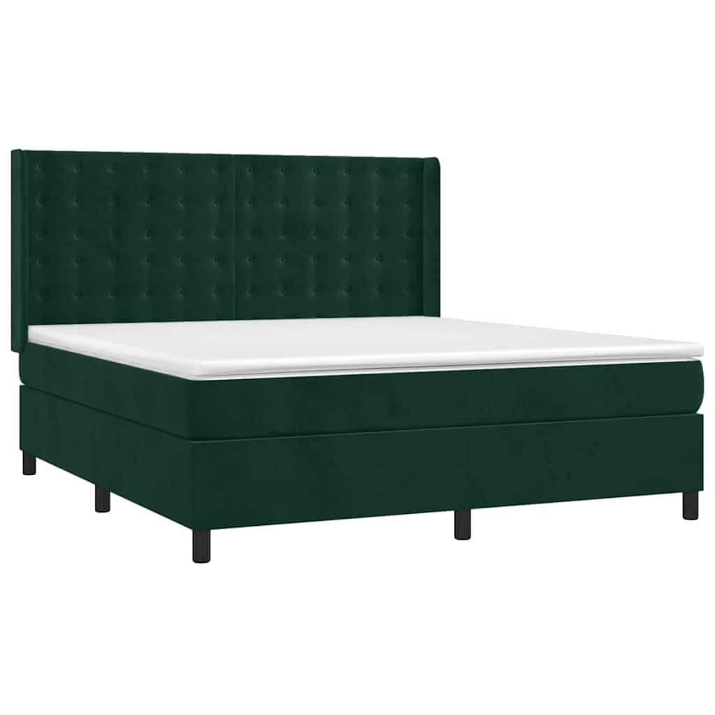 Boxspringbett mit Matratze & LED Dunkelgrün 180x200 cm Samt
