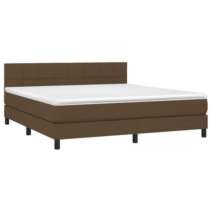 Boxspringbett mit Matratze & LED Dunkelbraun 180x200 cm Stoff