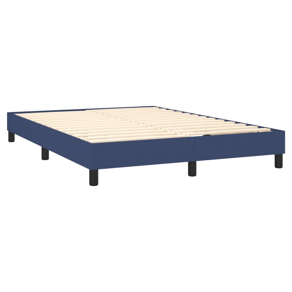 Lit à sommier tapissier avec matelas et LED bleu tissu 140x190 cm