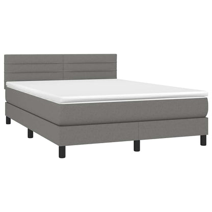 Boxspringbett mit Matratze & LED Dunkelgrau 140x200 cm Stoff