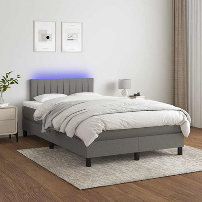 Boxspringbett mit Matratze & LED Dunkelgrau 120x200 cm Stoff