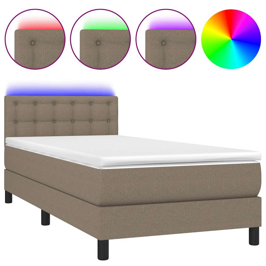 Boxspringbett mit Matratze & LED Taupe 90x190 cm Stoff