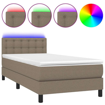 Boxspringbett mit Matratze & LED Taupe 90x190 cm Stoff