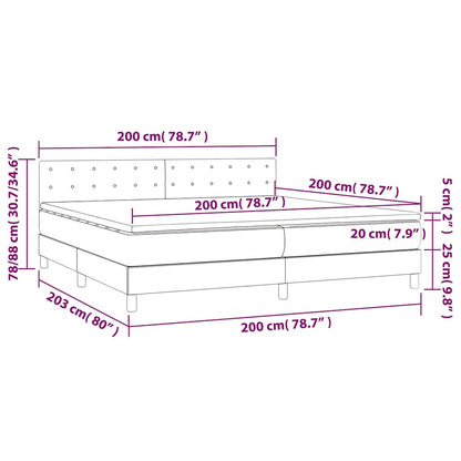 Boxspringbett mit Matratze & LED Creme 200x200 cm Stoff