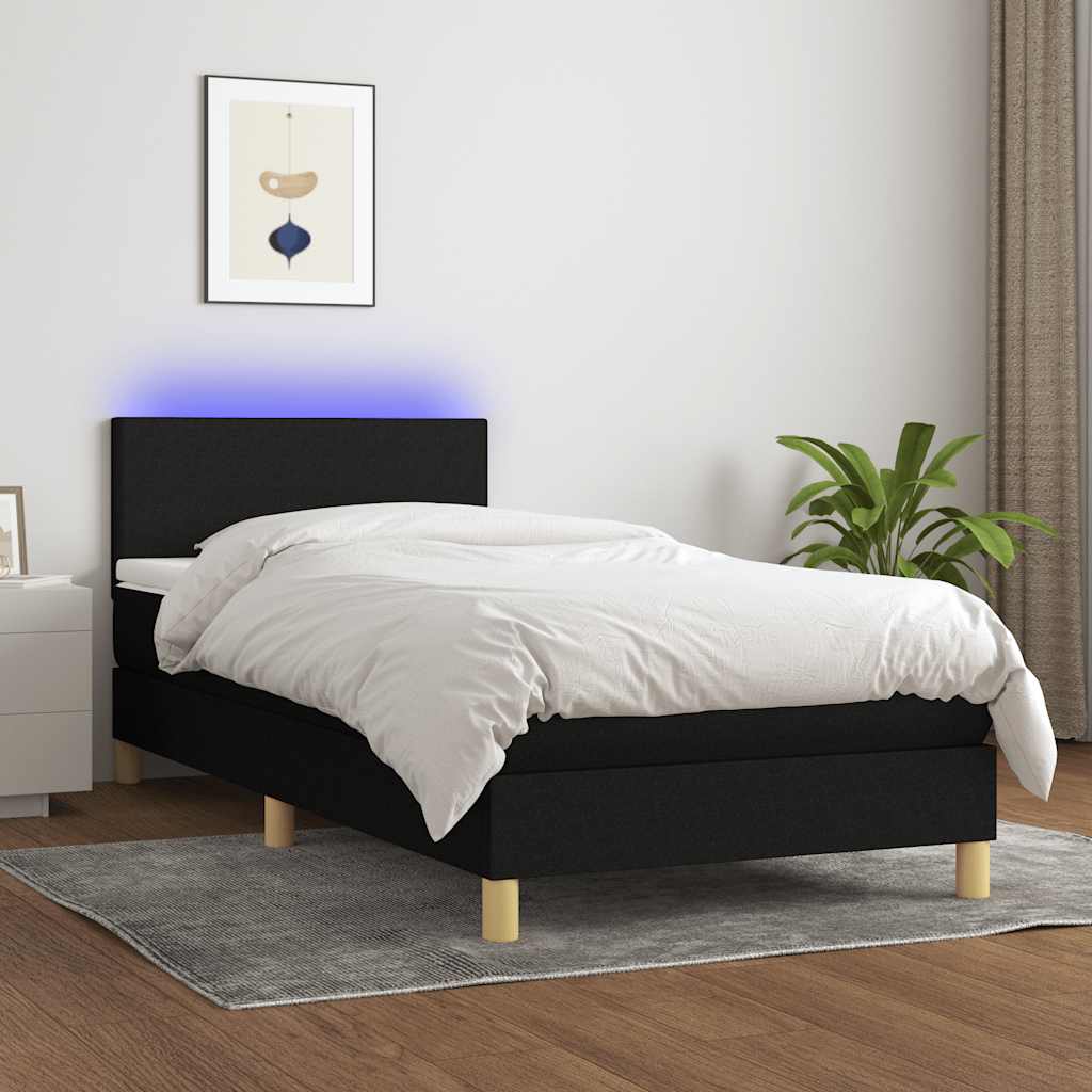 Boxspringbett mit Matratze & LED Schwarz 80x200 cm Stoff