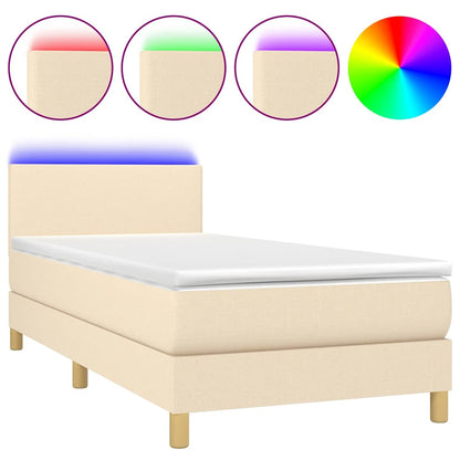 Boxspringbett mit Matratze & LED Creme 80x200 cm Stoff