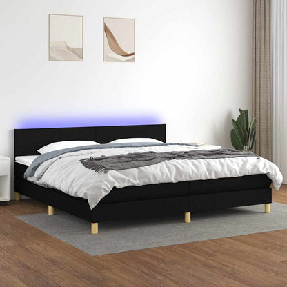 Boxspringbett mit Matratze & LED Schwarz 200x200 cm Stoff