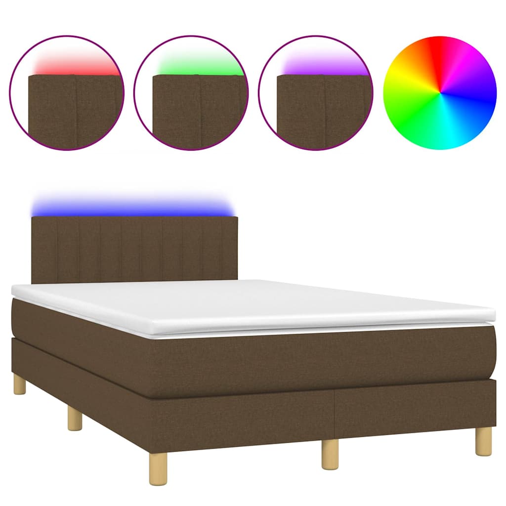 Boxspringbett mit Matratze & LED Dunkelbraun 120x200 cm Stoff