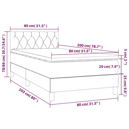 Boxspringbett mit Matratze & LED Creme 80x200 cm Stoff