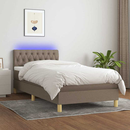 Boxspringbett mit Matratze & LED Taupe 100x200 cm Stoff