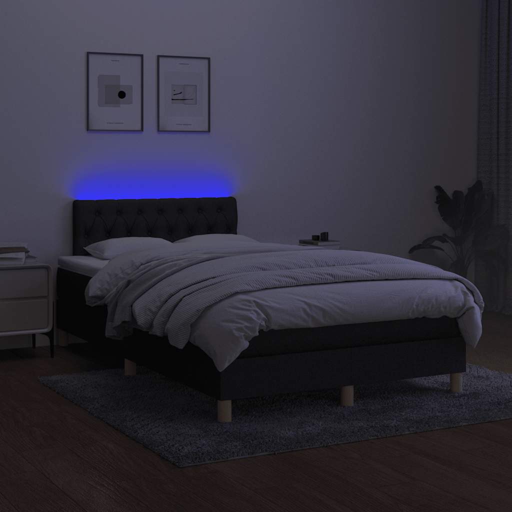 Boxspringbett mit Matratze & LED Schwarz 120x200 cm Stoff