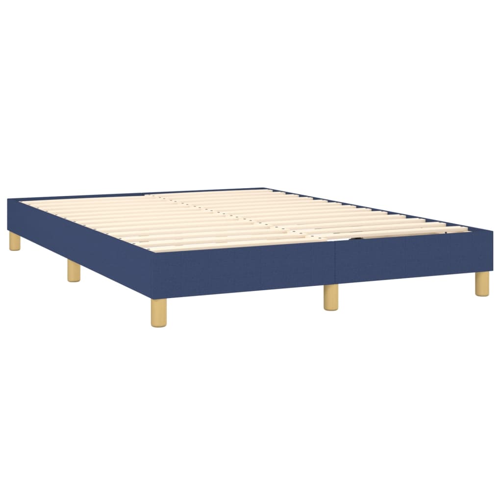 Lit à sommier tapissier avec matelas et LED bleu tissu 140x190 cm