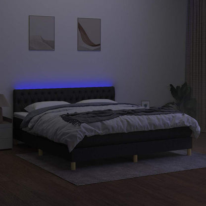 Boxspringbett mit Matratze & LED Schwarz 180x200 cm Stoff