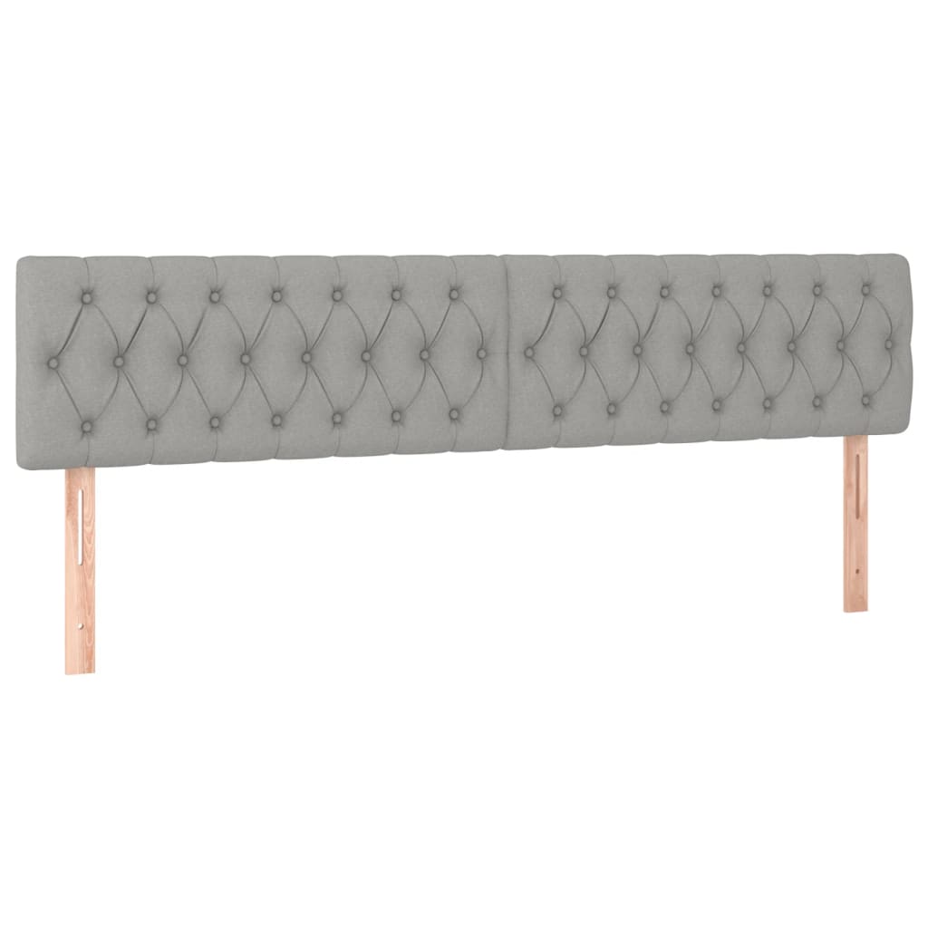 Boxspringbett mit Matratze & LED Hellgrau 200x200 cm Stoff