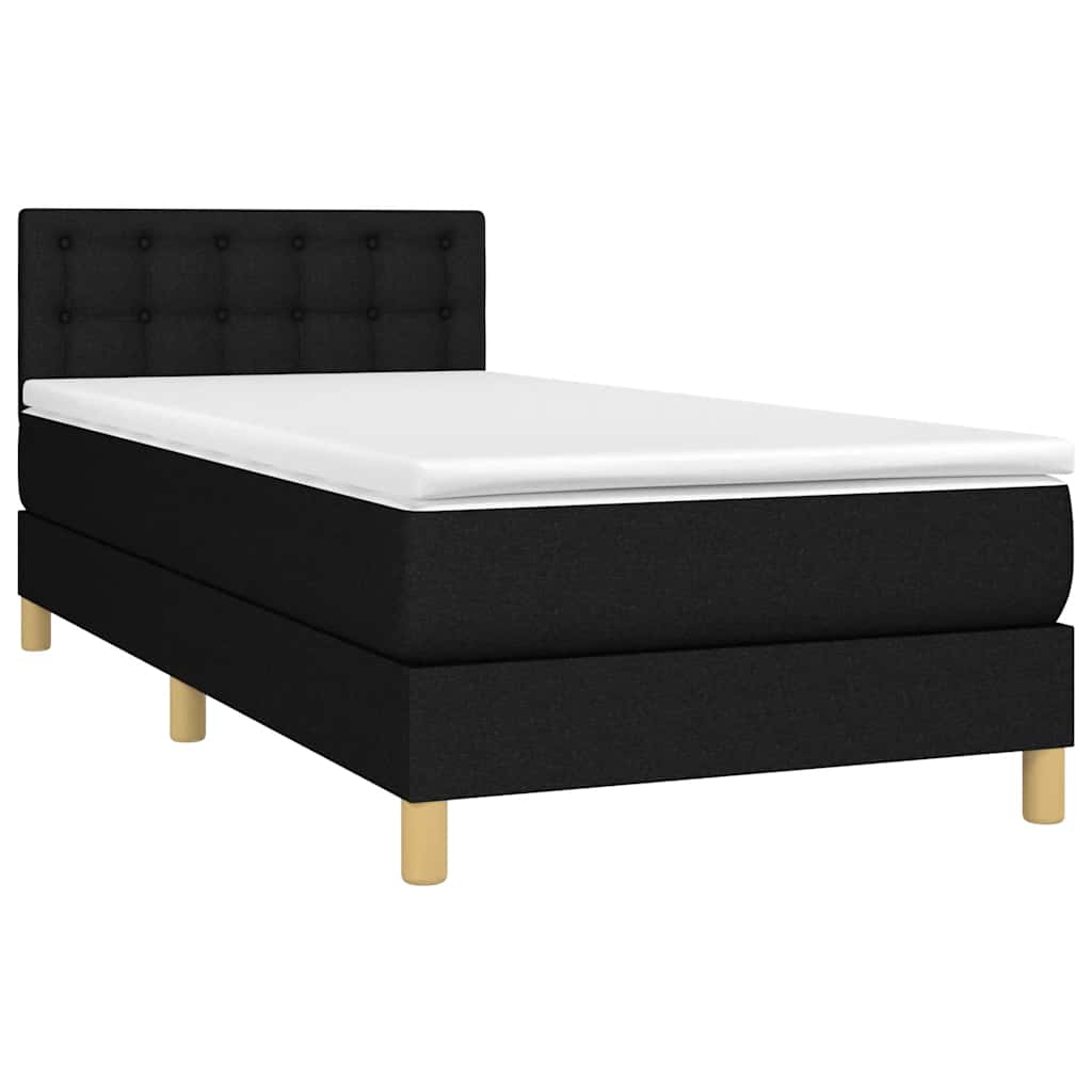 Boxspringbett mit Matratze & LED Schwarz 80x200 cm Stoff