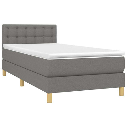 Boxspringbett mit Matratze & LED Dunkelgrau 90x190 cm Stoff