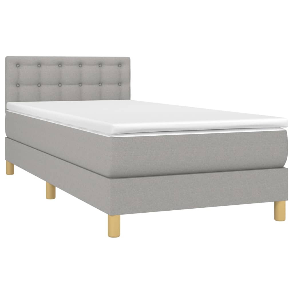 Boxspringbett mit Matratze & LED Hellgrau 100x200 cm Stoff