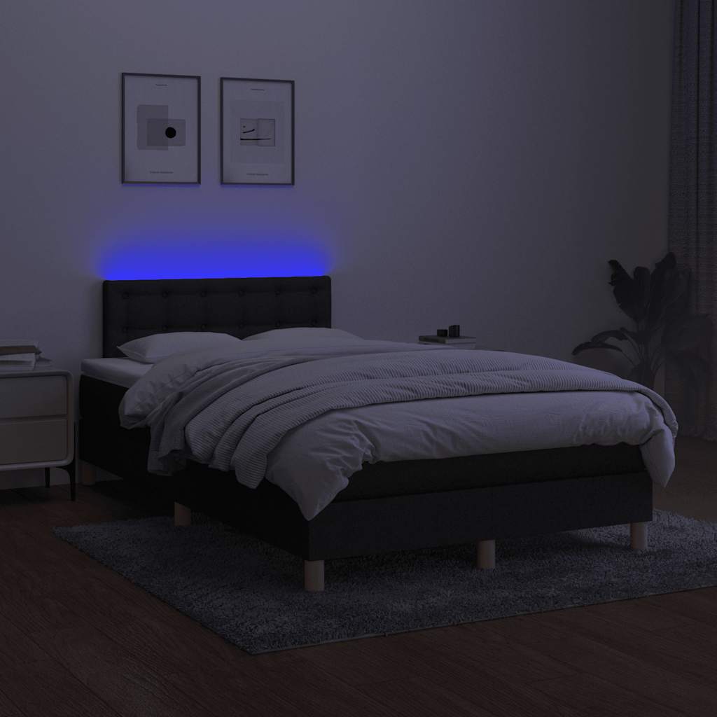 Boxspringbett mit Matratze & LED Schwarz 120x200 cm Stoff