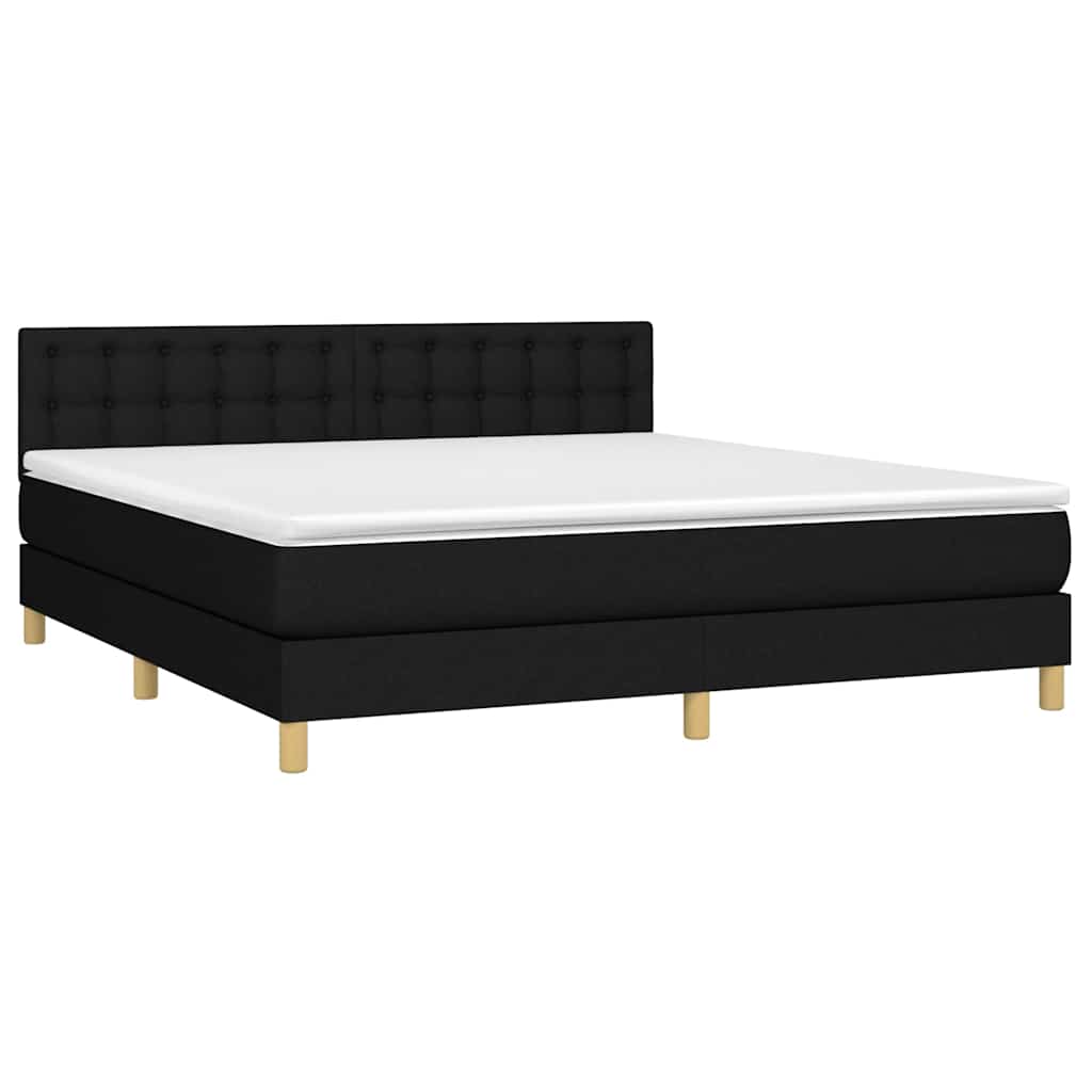 Boxspringbett mit Matratze & LED Schwarz 180x200 cm Stoff