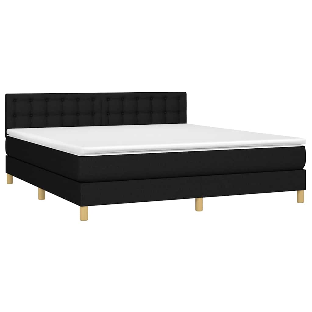 Boxspringbett mit Matratze & LED Schwarz 180x200 cm Stoff