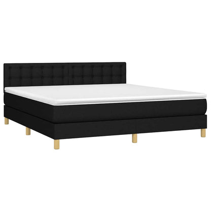 Boxspringbett mit Matratze & LED Schwarz 180x200 cm Stoff