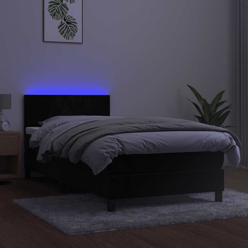 Boxspringbett mit Matratze & LED Schwarz 80x200 cm Samt