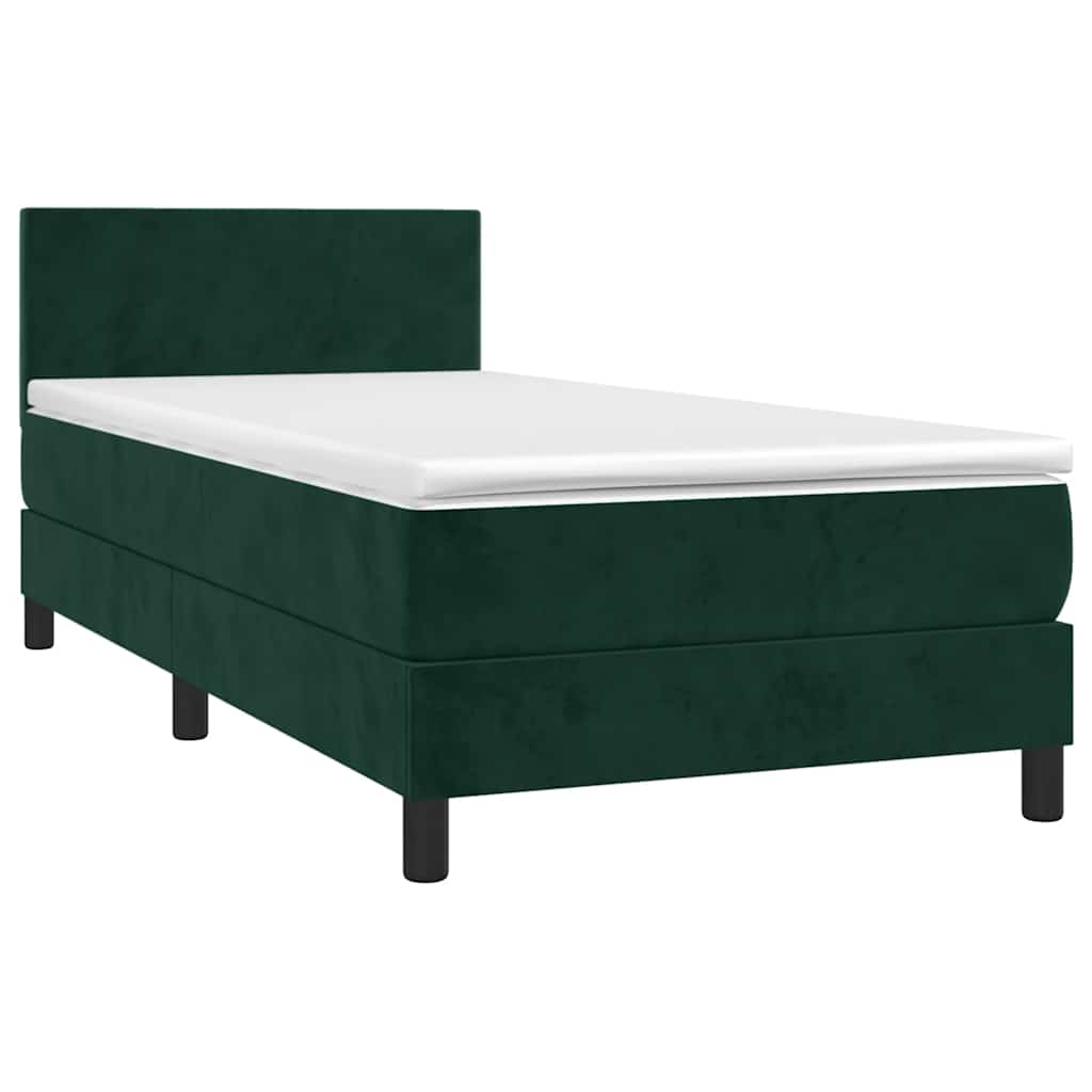 Boxspringbett mit Matratze & LED Dunkelgrün 80x200 cm Samt