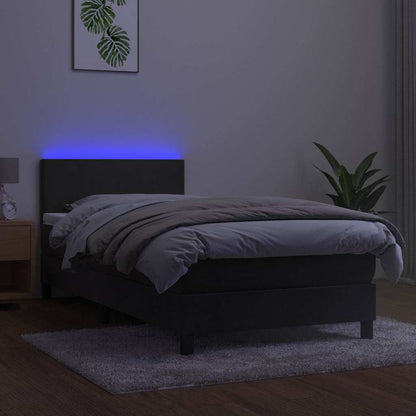 Boxspringbett mit Matratze & LED Dunkelgrau 90x190 cm Samt