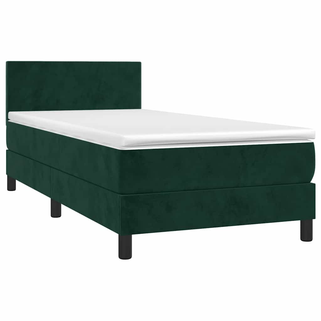 Boxspringbett mit Matratze & LED Dunkelgrün 90x190 cm Samt