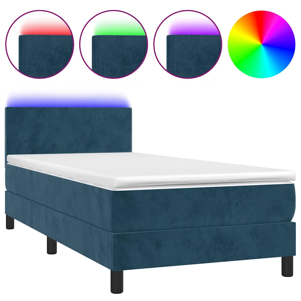 Boxspringbett mit Matratze & LED Dunkelblau 90x190 cm Samt
