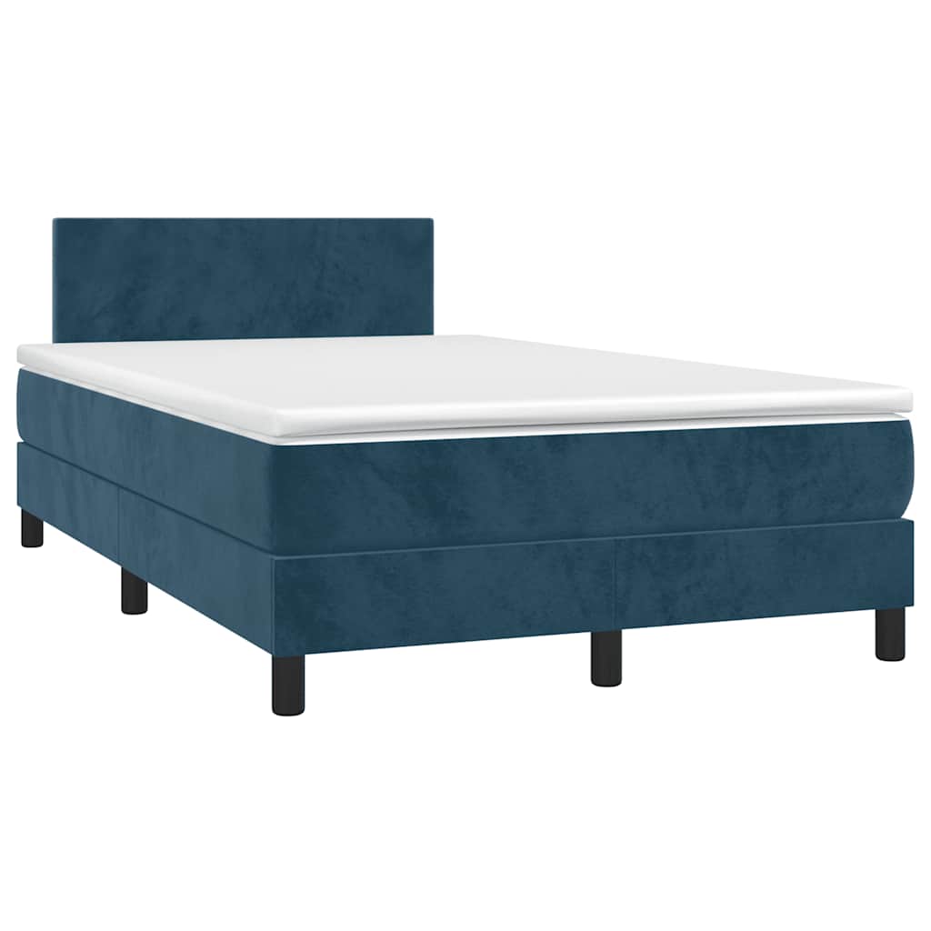Boxspringbett mit Matratze & LED Dunkelblau 120x200 cm Samt