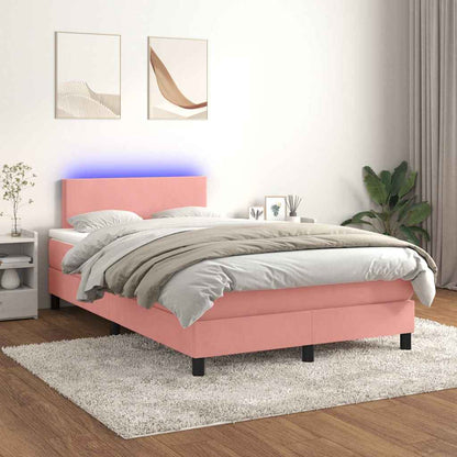 Boxspringbett mit Matratze & LED Rosa 120x200 cm Samt