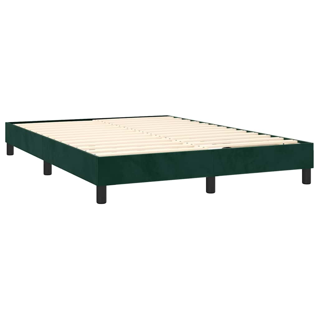Boxspringbett mit Matratze & LED Dunkelgrün 140x190 cm Samt