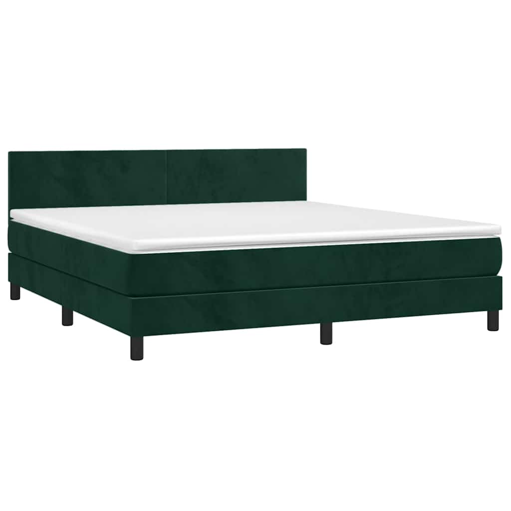 Boxspringbett mit Matratze & LED Dunkelgrün 160x200 cm Samt