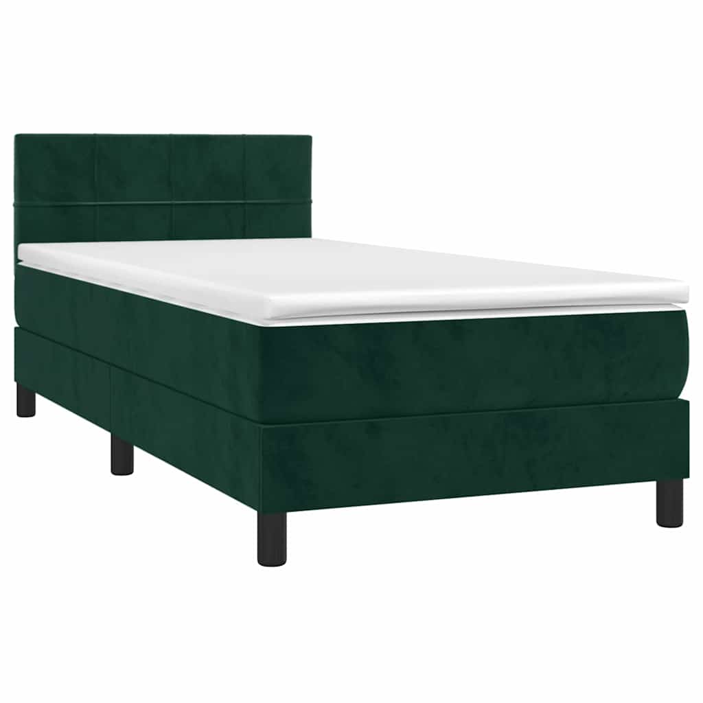 Boxspringbett mit Matratze & LED Dunkelgrün 80x200 cm Samt