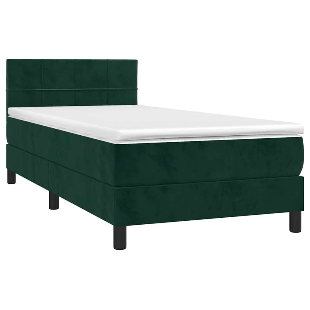 Boxspringbett mit Matratze & LED Dunkelgrün 90x190 cm Samt