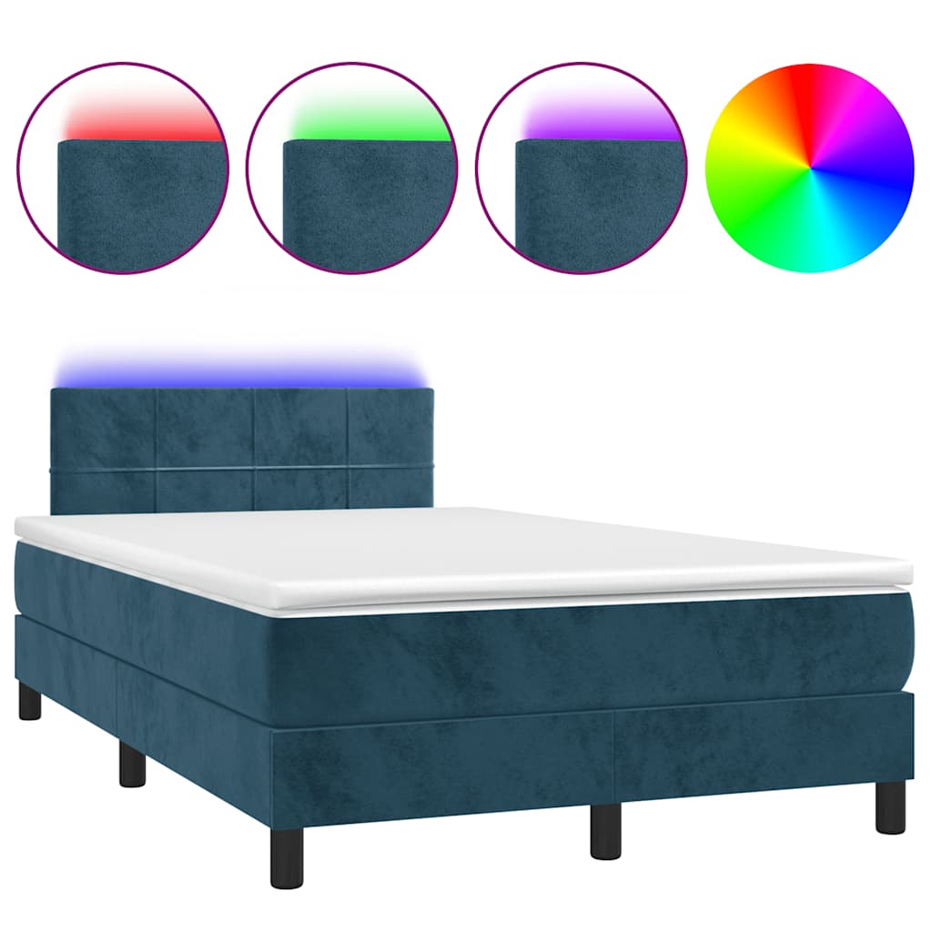 Boxspringbett mit Matratze & LED Dunkelblau 120x200 cm Samt