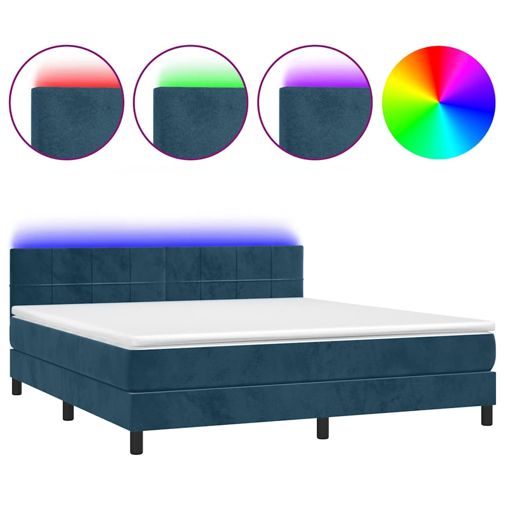 Boxspringbett mit Matratze & LED Dunkelblau 160x200 cm Samt