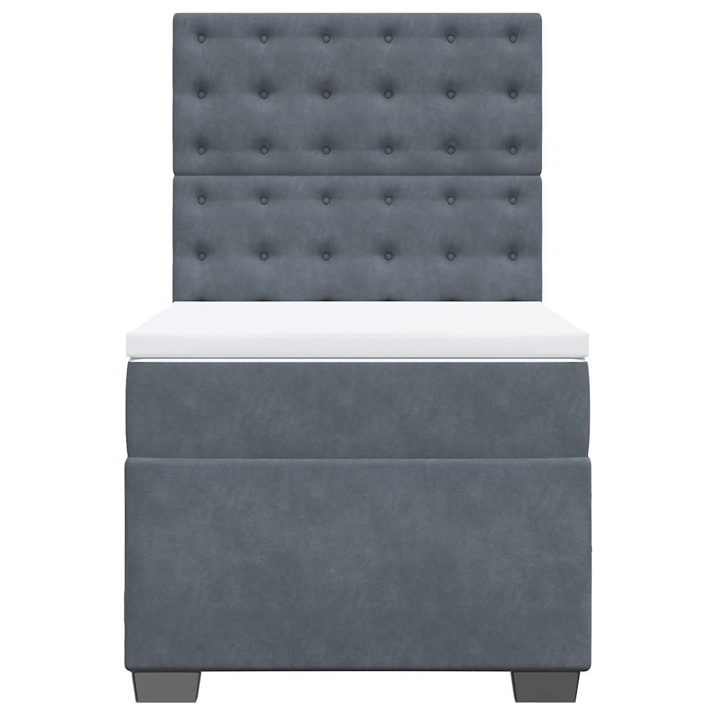 Boxspringbett mit Matratze & LED Dunkelgrau 90x200 cm Samt