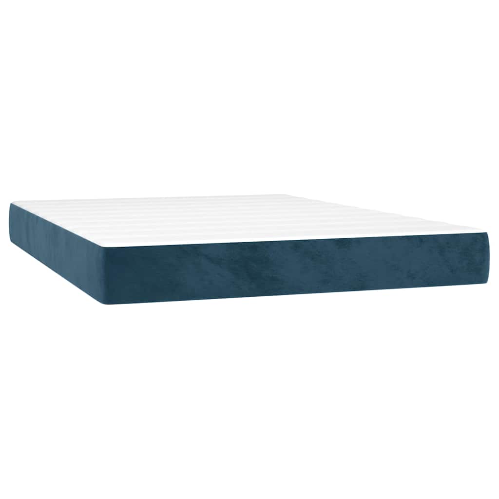 Boxspringbett mit Matratze & LED Dunkelblau 140x200 cm Samt