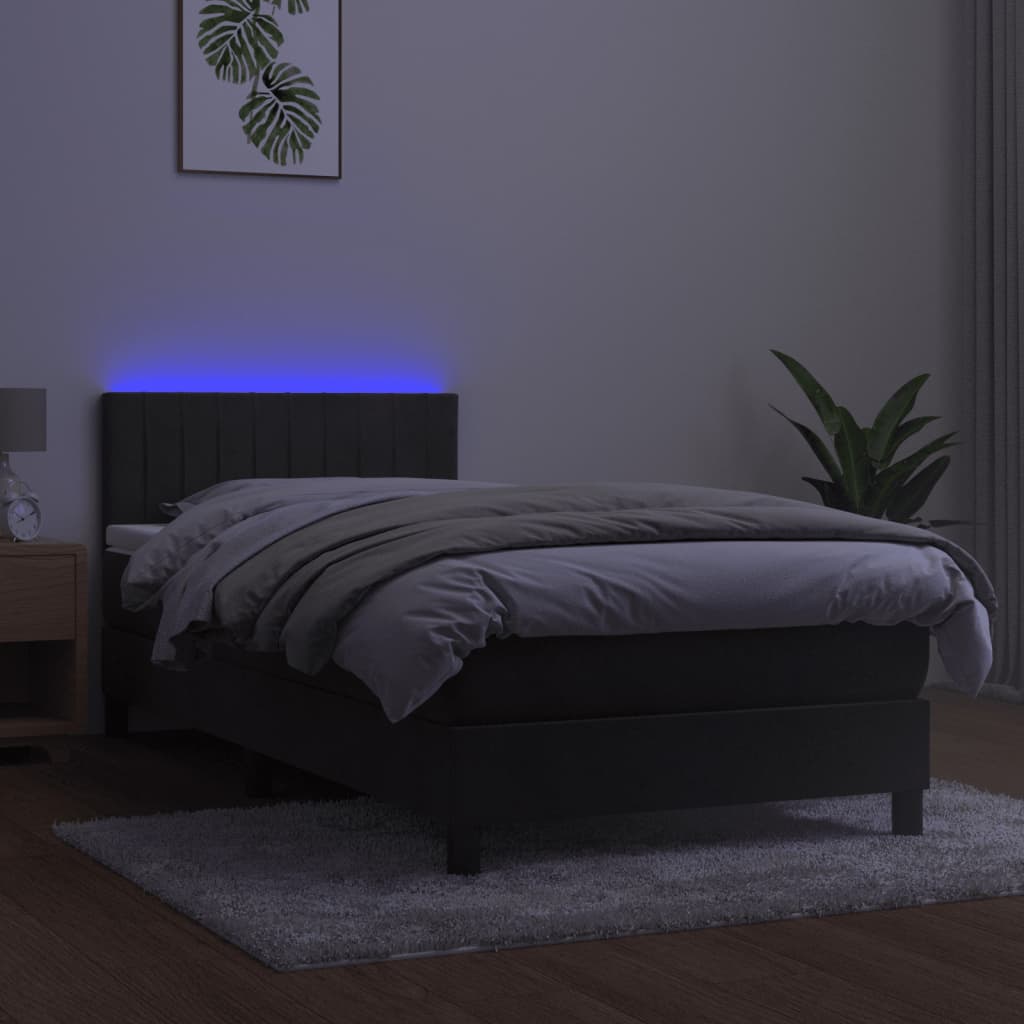 Boxspringbett mit Matratze & LED Dunkelgrau 80x200 cm Samt