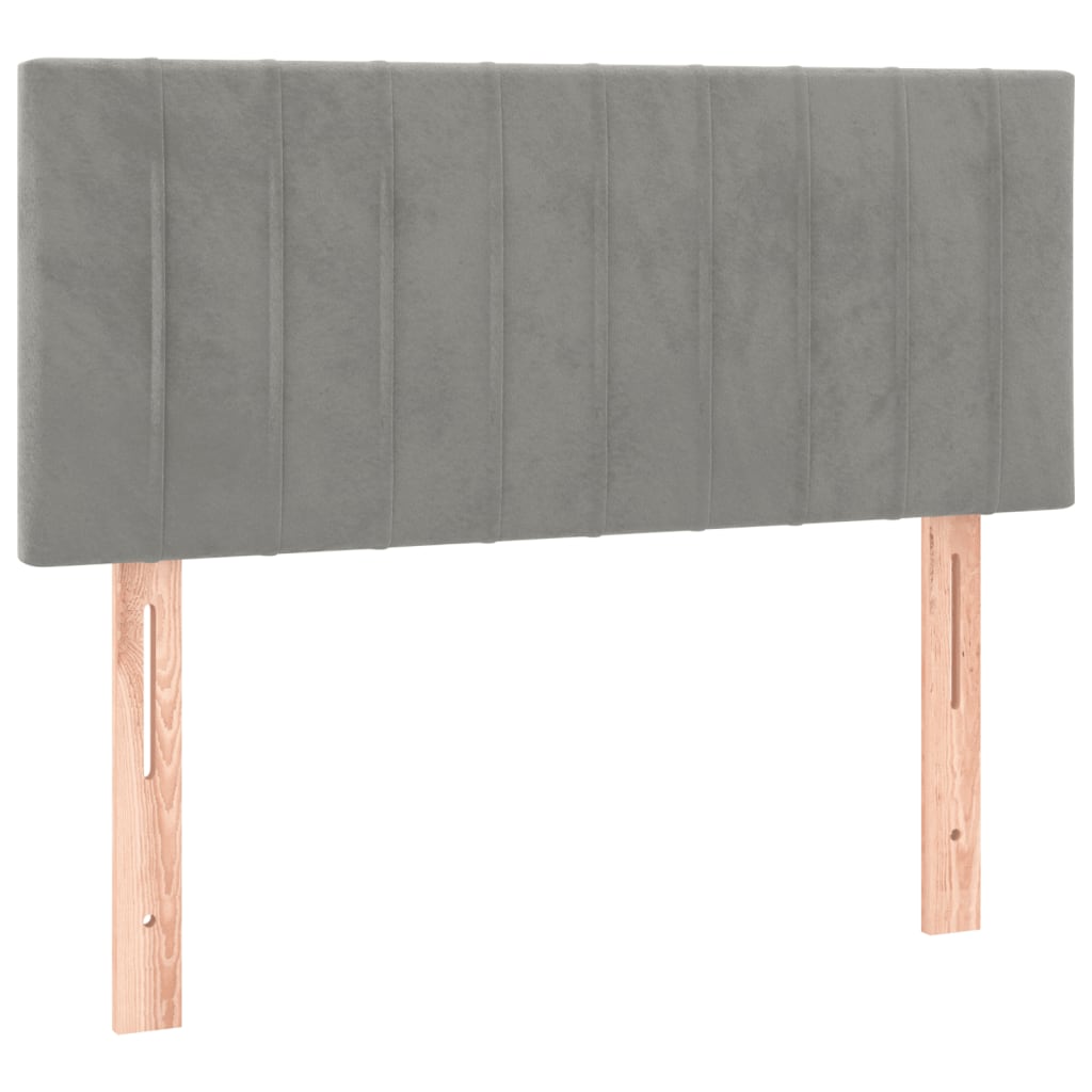 Boxspringbett mit Matratze & LED Hellgrau 90x190 cm Samt